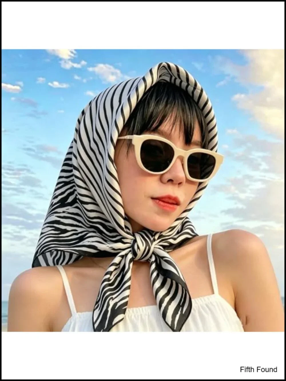 Satin Square Scarf Zebra Print Hair Wrap Head Scarf 35in Neck Scarf